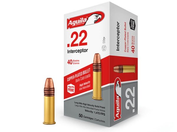 Aguila 22LR Interceptor Copper Plated Solid Point 40gr 50rd