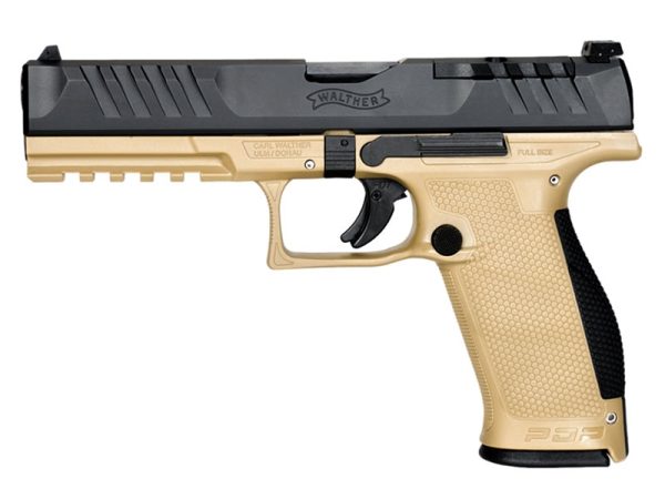 Walther PDP 9mm Full Size 5" Pistol, Black/Tan