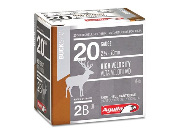 Aguila High Velocity 20GA 2.75" 1 oz 2 Buck Shot 25rd