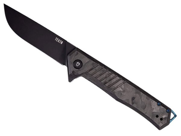 Tekto F1 Alpha 3.1" Folding Knife, Forged Carbon/Blue Accents