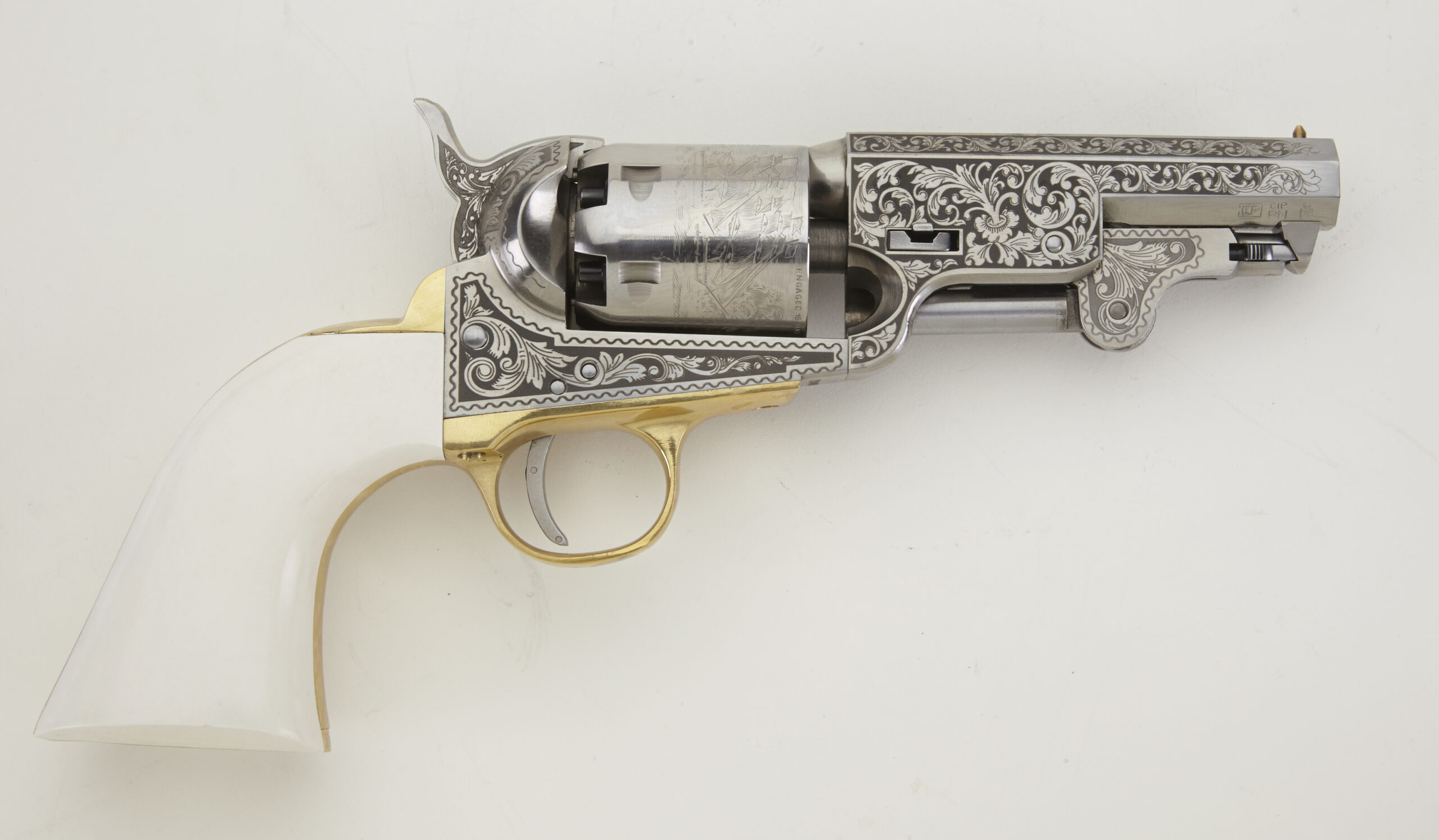 Pietta 1851 Captain Schaeffer Engraved .36 Cal 4" – Ultra Ivory (EMF)