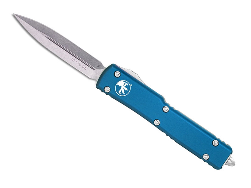 Microtech UTX-70 2.41' OTF Stonewashed Double Edge Dagger, Blue