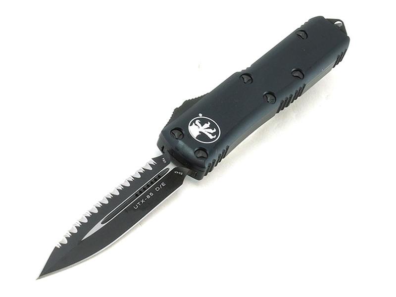 Microtech Knives UTX-85 Tactical D/E Full Serrated Black 3' Black Blade
