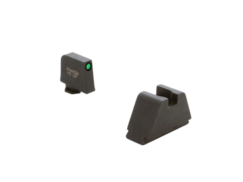 AmeriGlo Optic Compatible Sight Set for Glock, Green Tritium Black Outline Front, 3XL
