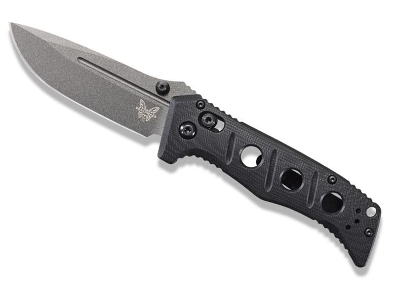 Benchmade Mini Adamas 3.25' AXIS Folding Knife, Tungsten Gray/Black G10