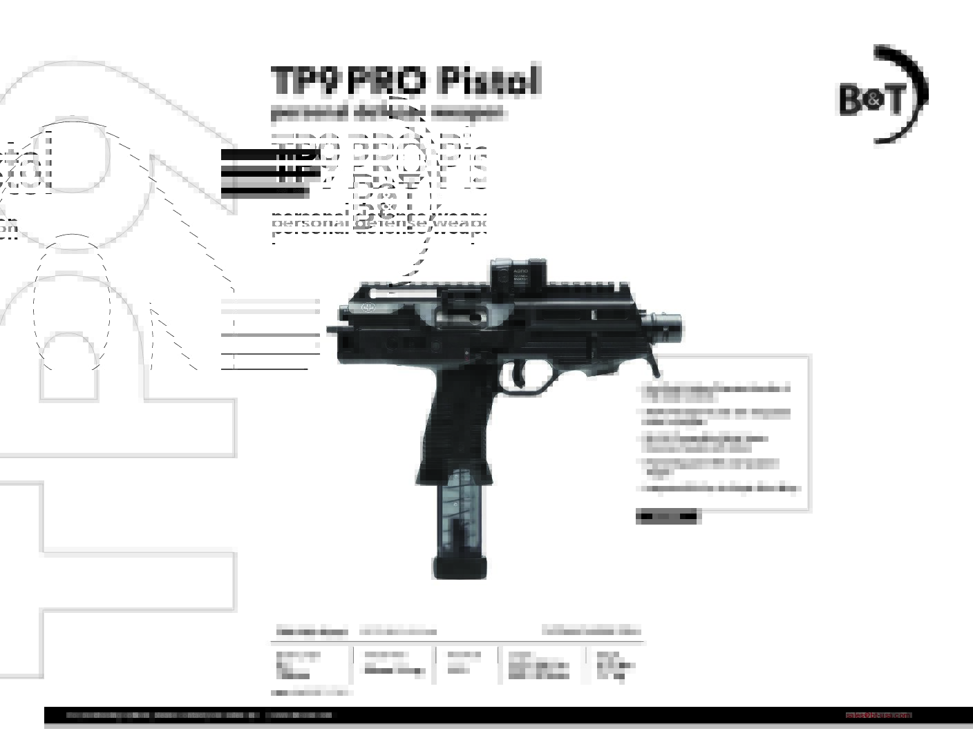 B&T TP9 PRO PISTOL | New Edition Featuring Billet Upper, Upgraded Titanium Trigger, Ambi Charging BT-TP9PRO-US-Pistol