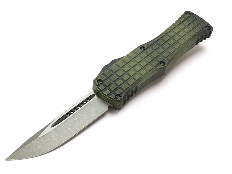 Microtech Knives Hera 3.12' S/E Apocalyptic, Green Frag Grenade Aluminum