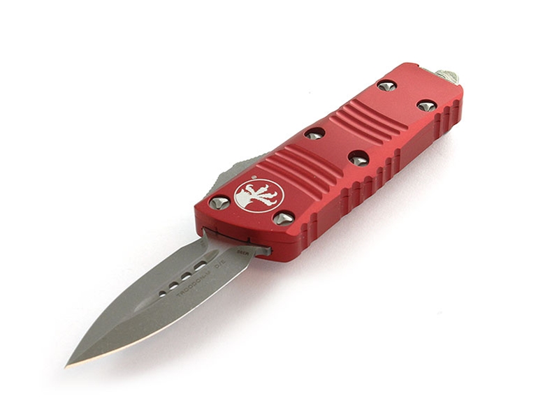Microtech Mini Troodon 1.98' OTF Apocalyptic Finish Double Edge Dagger, Red