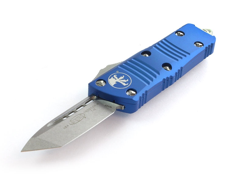 Microtech Mini Troodon 1.98' OTF Stonewashed Tanto, Blue