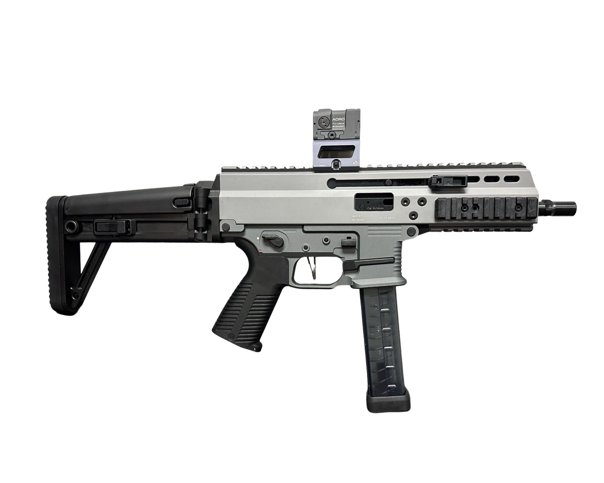 B&T APC9 LIMITED GREY SBR 2.0, with Billet Machined Lower Elftmann Trigger & Grey Anodization