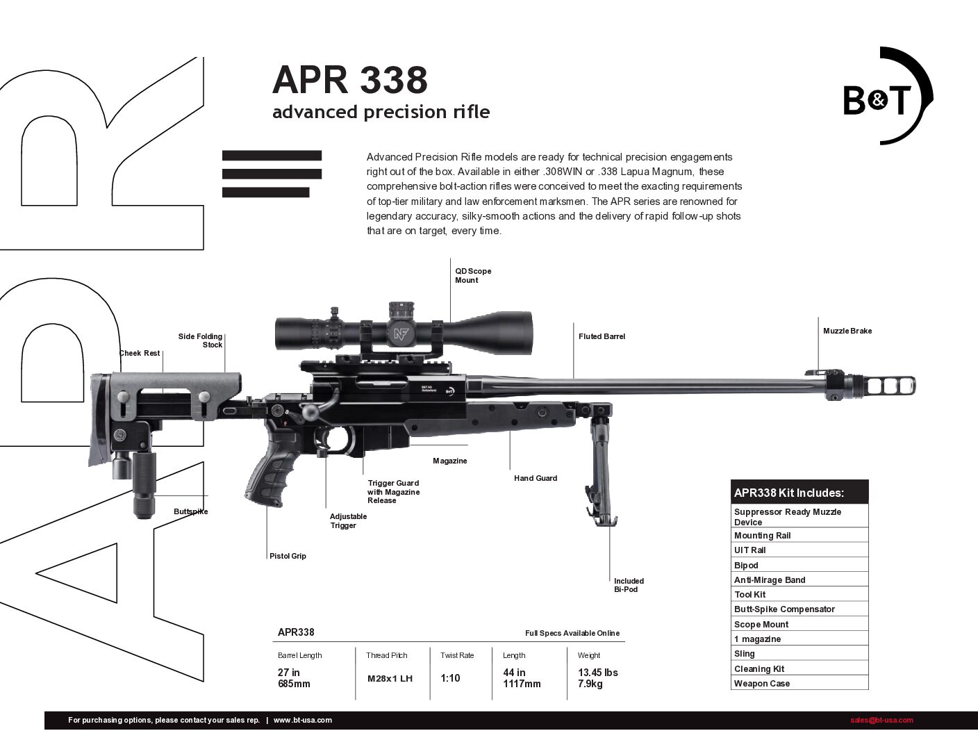 B&T APR338 Sniper Rifle (Advanced Precision Rifle) chambered in .338 Lapua Magnum