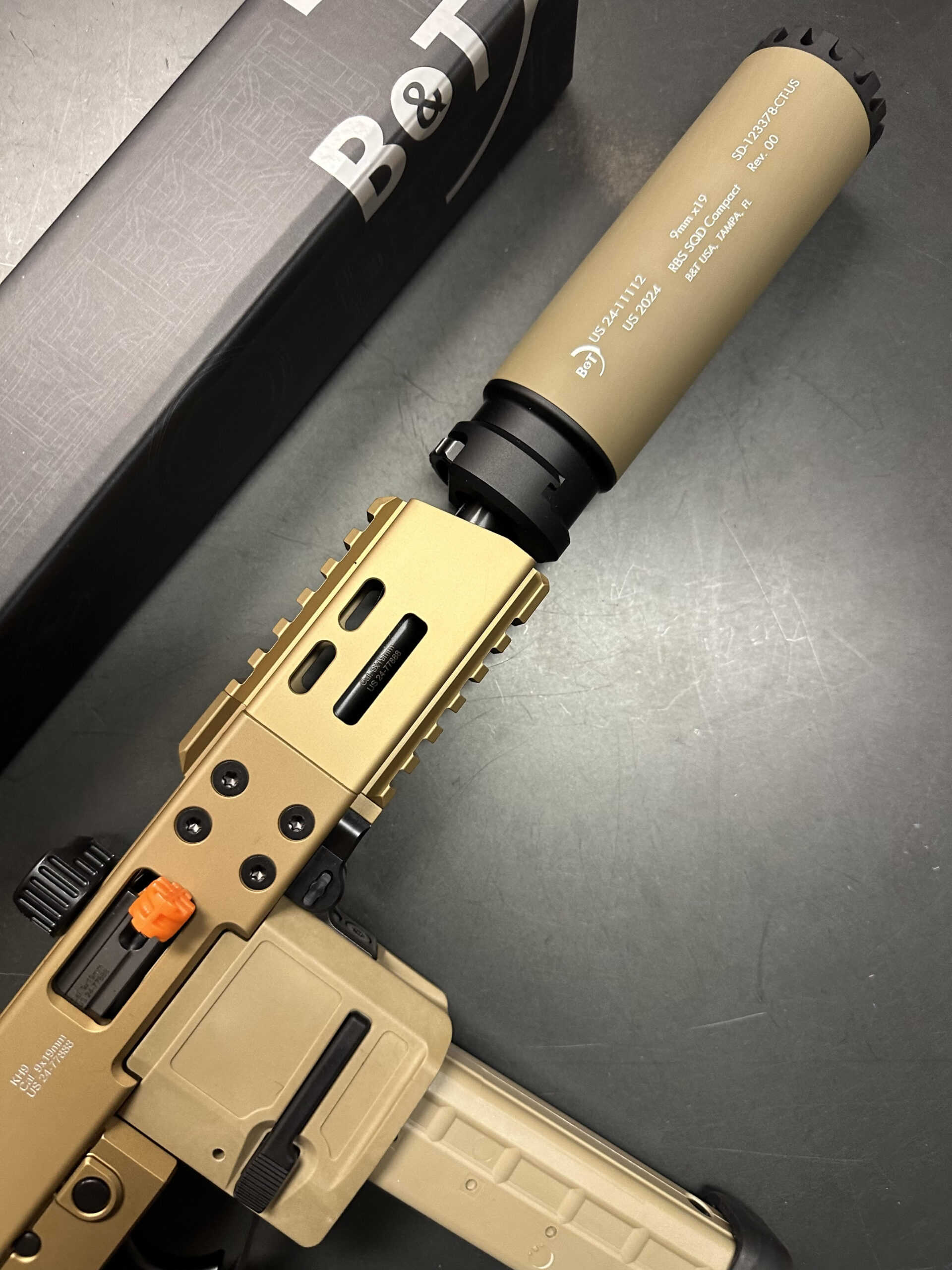 B&T RBS SQD Suppressor Compact 9MM FDE (COYOTE TAN) SD-123378-CT-US | SD-123378-US