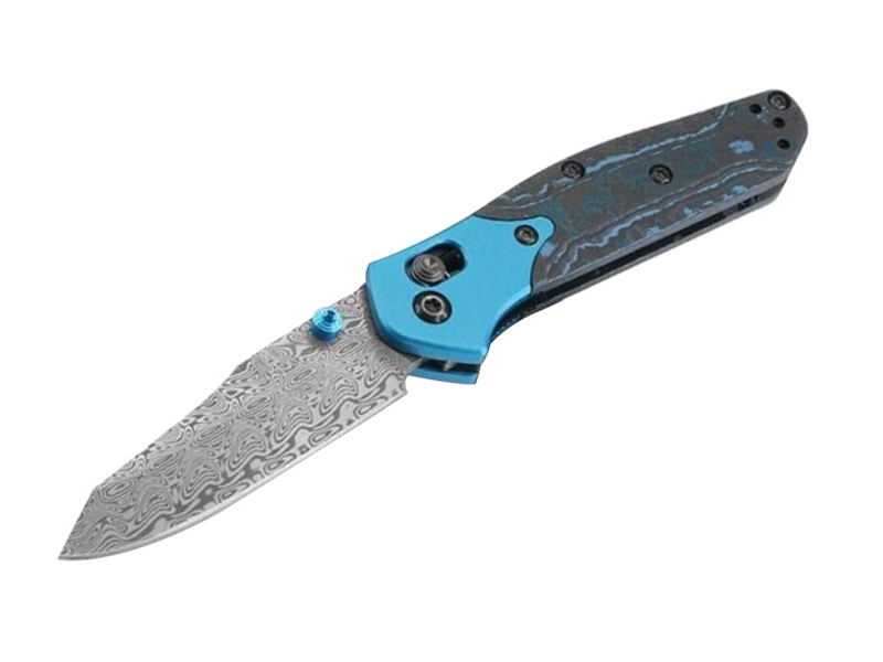 Benchmade Mini Osborne 2.92' AXIS Folding Knife, Damasteel/Arctic Storm Fatcarbon