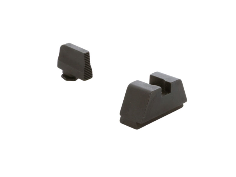 AmeriGlo Optic Compatible Sight Set for Glock, Black w/ Serrated Front, XL