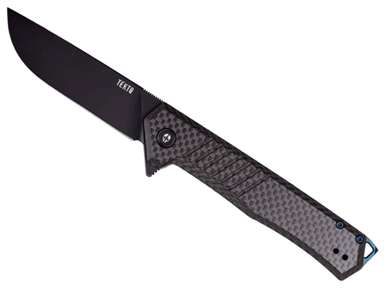 Tekto F1 Alpha 3.1' Folding Knife, Carbon Fiber/Blue Accents