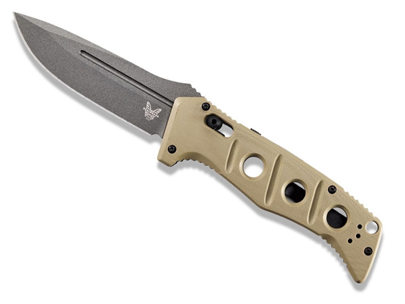 Benchmade Auto Adamas 3.8' AXIS Folding Knife, Tungsten Gray/Desert Tan G10