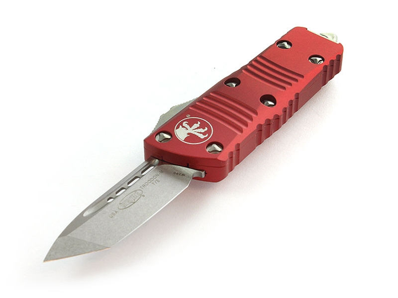 Microtech Mini Troodon 1.98' OTF Stonewashed Tanto, Red