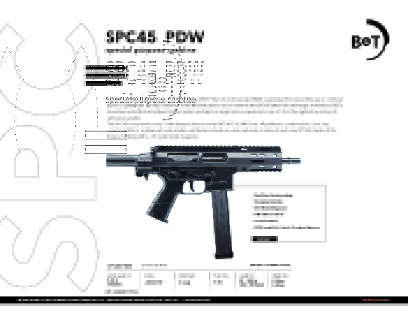 B&T SPC45 PDW with 6.5″ Tri-Lug Barrel and Short handgaurd-  K model  – BT-500168-PDW