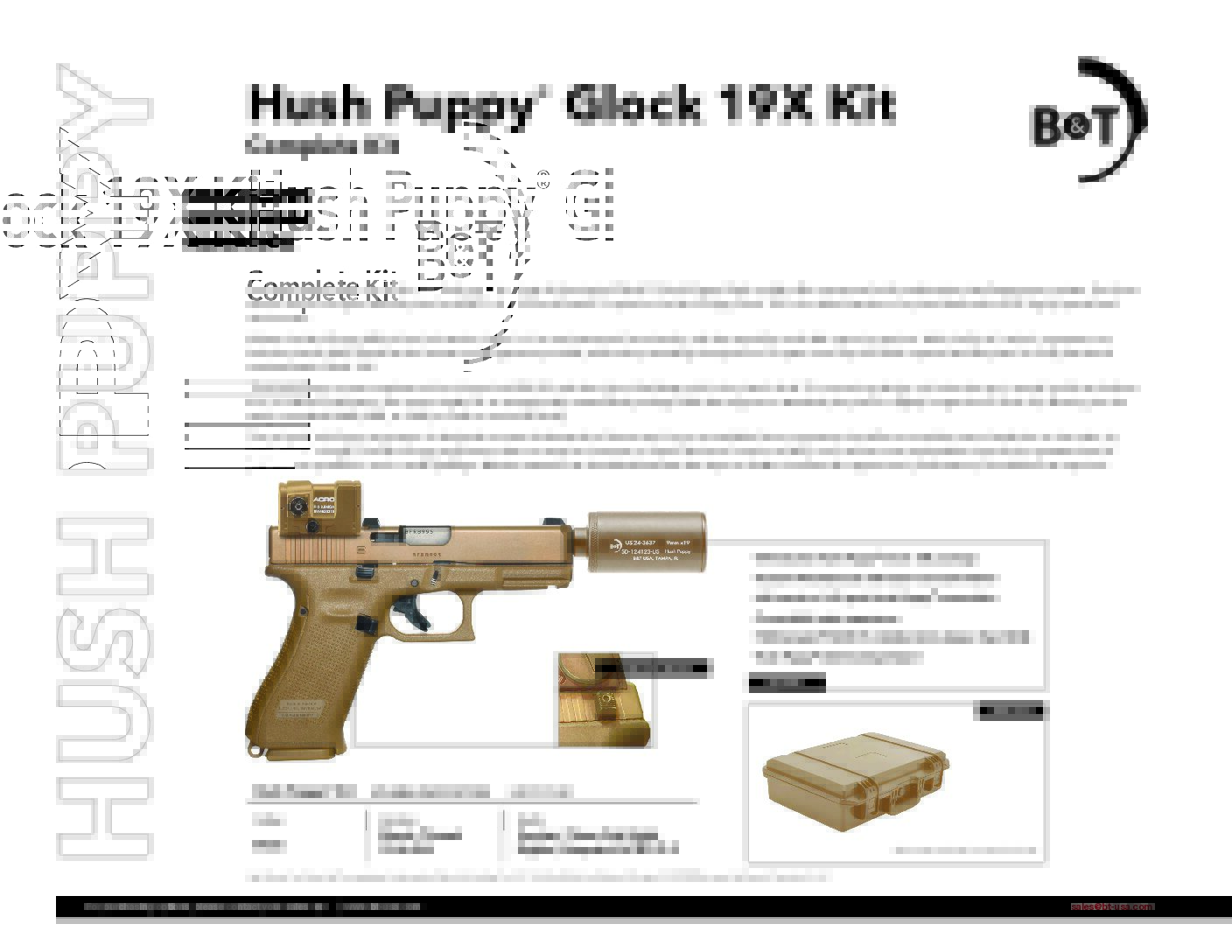 Hush Puppy Glock 19X FDE Kit -Complete Kit BT-HUSH-PUPPY-KIT-FDE