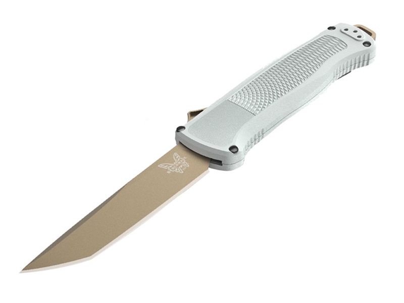 Benchmade Shootout 3.51' Auto OTF Knife, FDE/Cool Gray Grivory