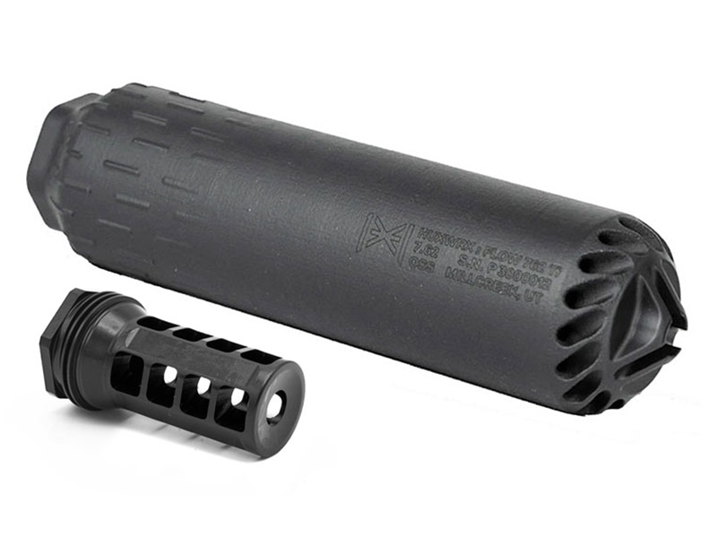HuxWrx Flow 762 Ti Suppressor w/ Muzzle Brake-QD 762, Black