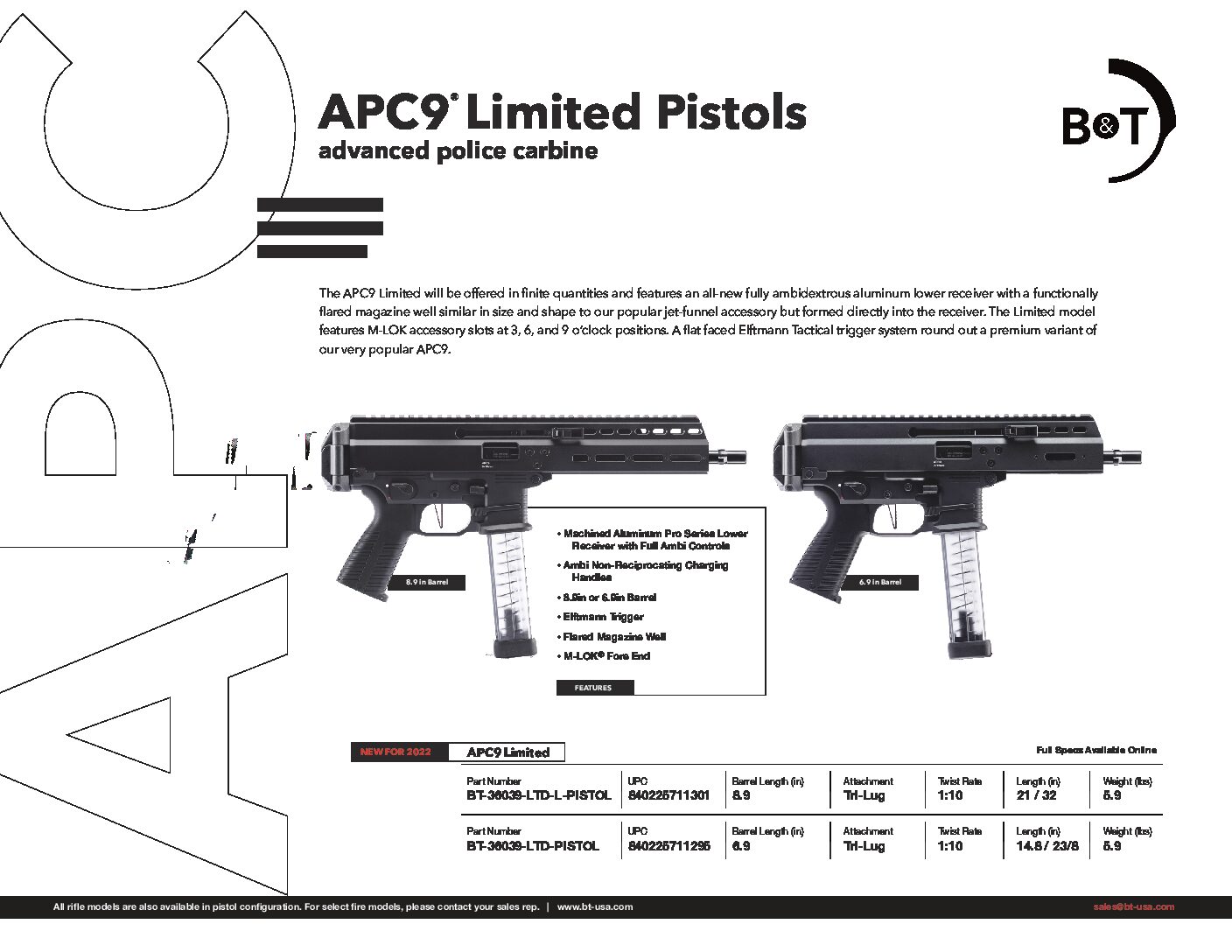 APC9 LIMITED 6.7” – PISTOL