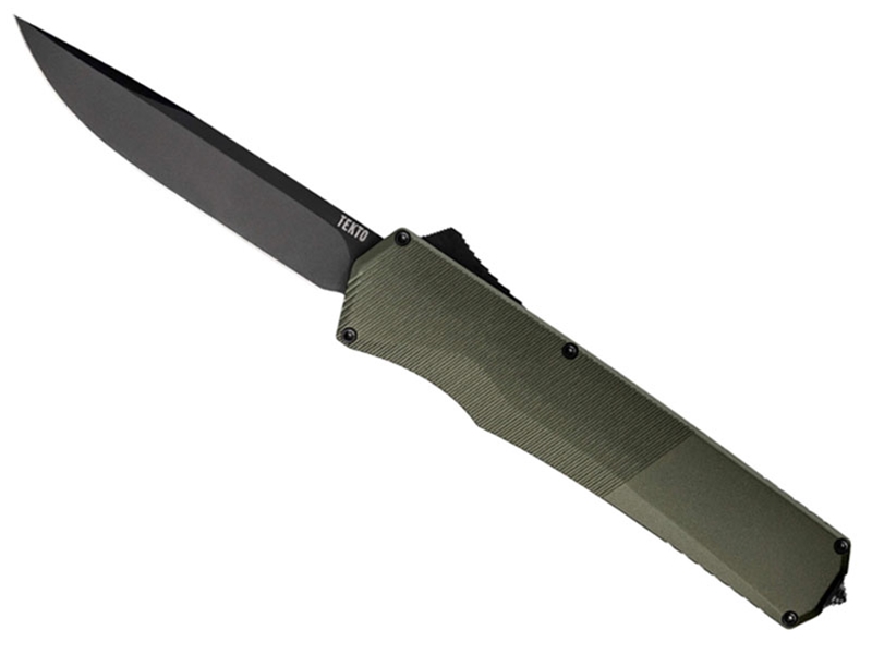 Tekto A5 Spry Drop Point 3.5' OTF Knife, OD Green Aluminum