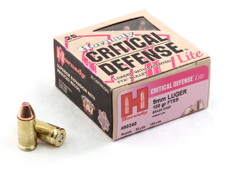 Hornady Critical Defense Lite 9mm 100gr FTX 25rd