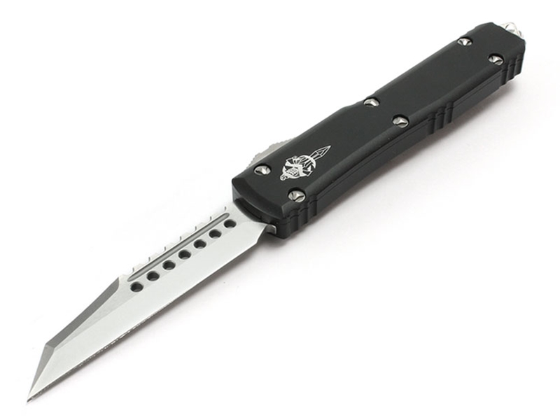 Microtech Knives Ultratech Warhound 3.46' Stonewashed, Black Aluminum