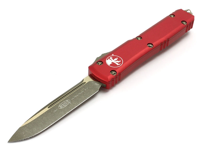 Microtech Knives Ultratech Apocalyptic 3.46' S/E Bronze, Red Aluminum