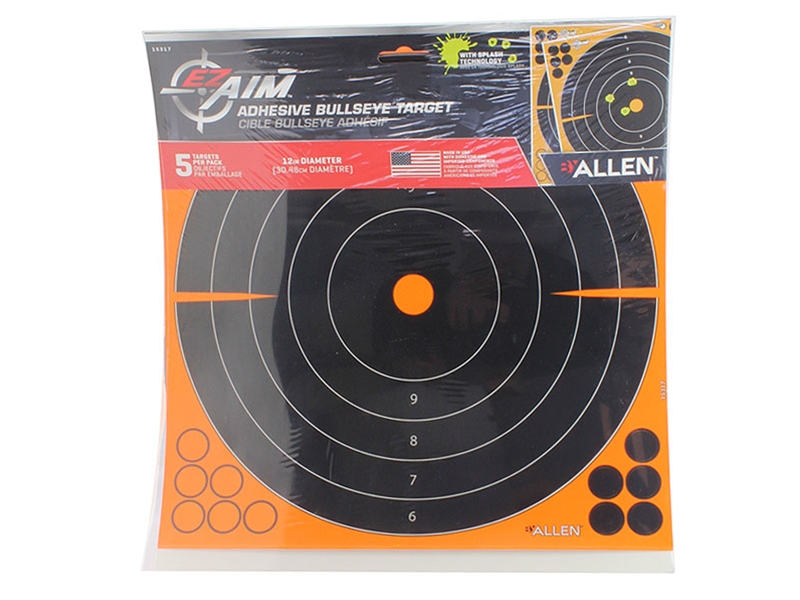 Allen EZ Aim 12in Adhesive Splash Bullseye Target, 5 Pack