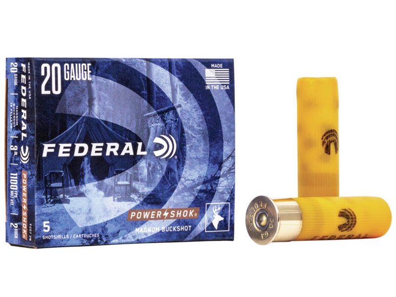 Federal Power-Shok 20GA 3' 18 Pellets 2 Buck Shot 5rd
