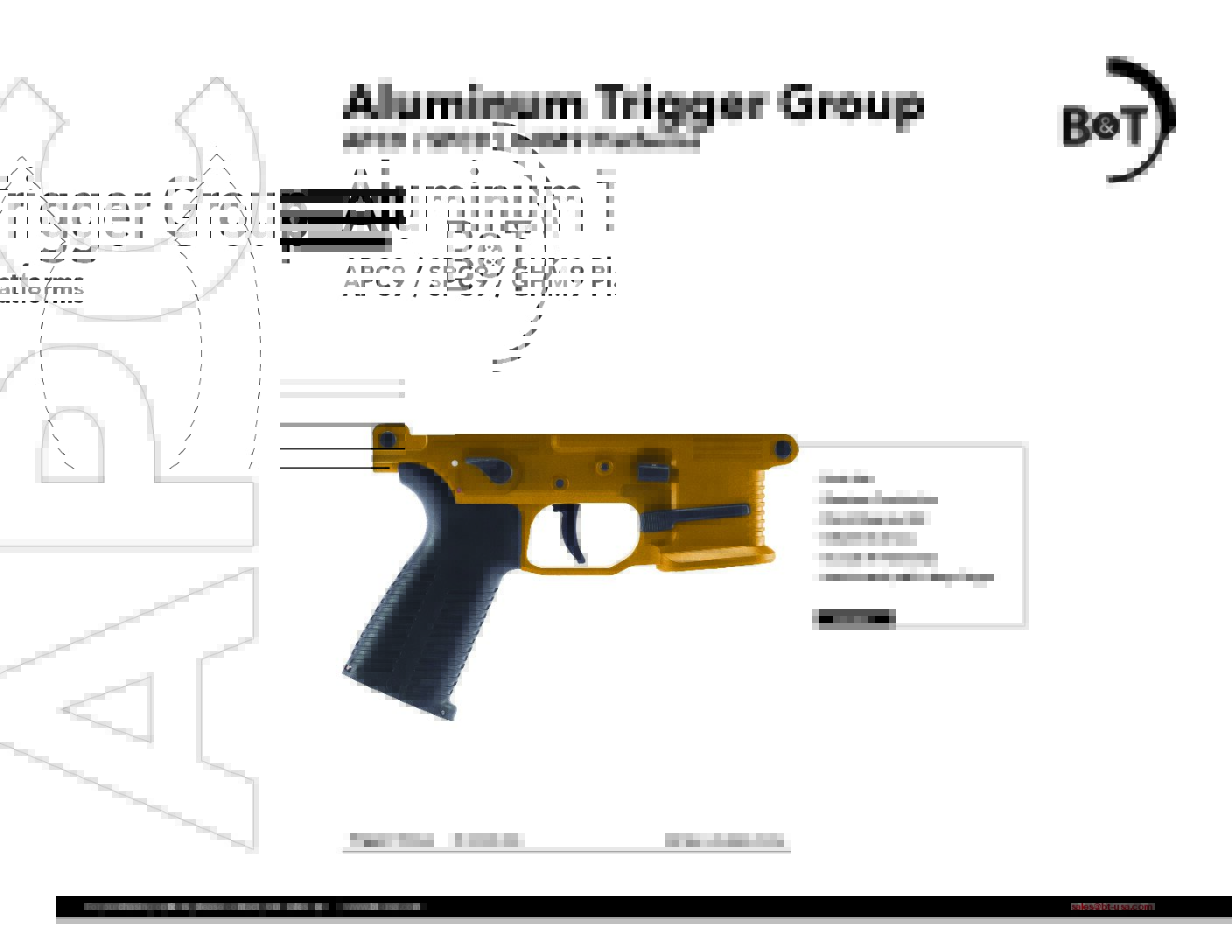 OEM B&T Billet Machined Aluminum Lower in RAL8000 Compatible with APC9 / SPC9  /GHM9 – B&T MAG VERSION -BT-361669-RAL