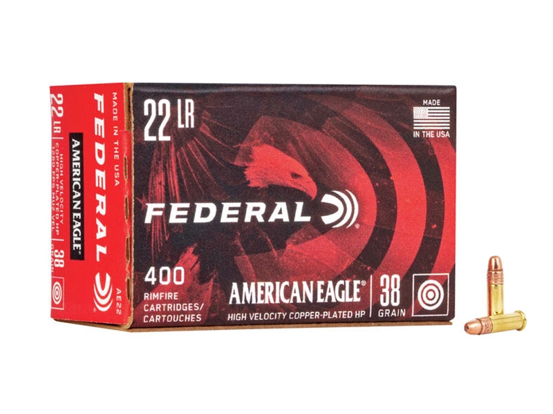 Federal AE 22LR High Velocity 38gr Copper Plated Hollow Point 400rd