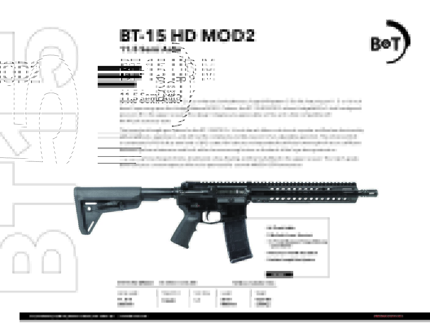 B&T BT-15 HD MOD 2 11.5” Semi Auto 5.56 Pistol (*Stock not included)