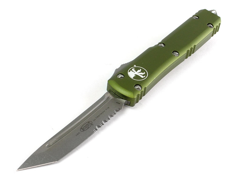 Microtech Knives Ultratech T/E Partially Serrated OD Green 3.4' Apocalyptic