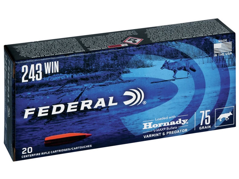Federal Standard Varmint & Predator .243WIN 75gr Hornady V-Max 20rd