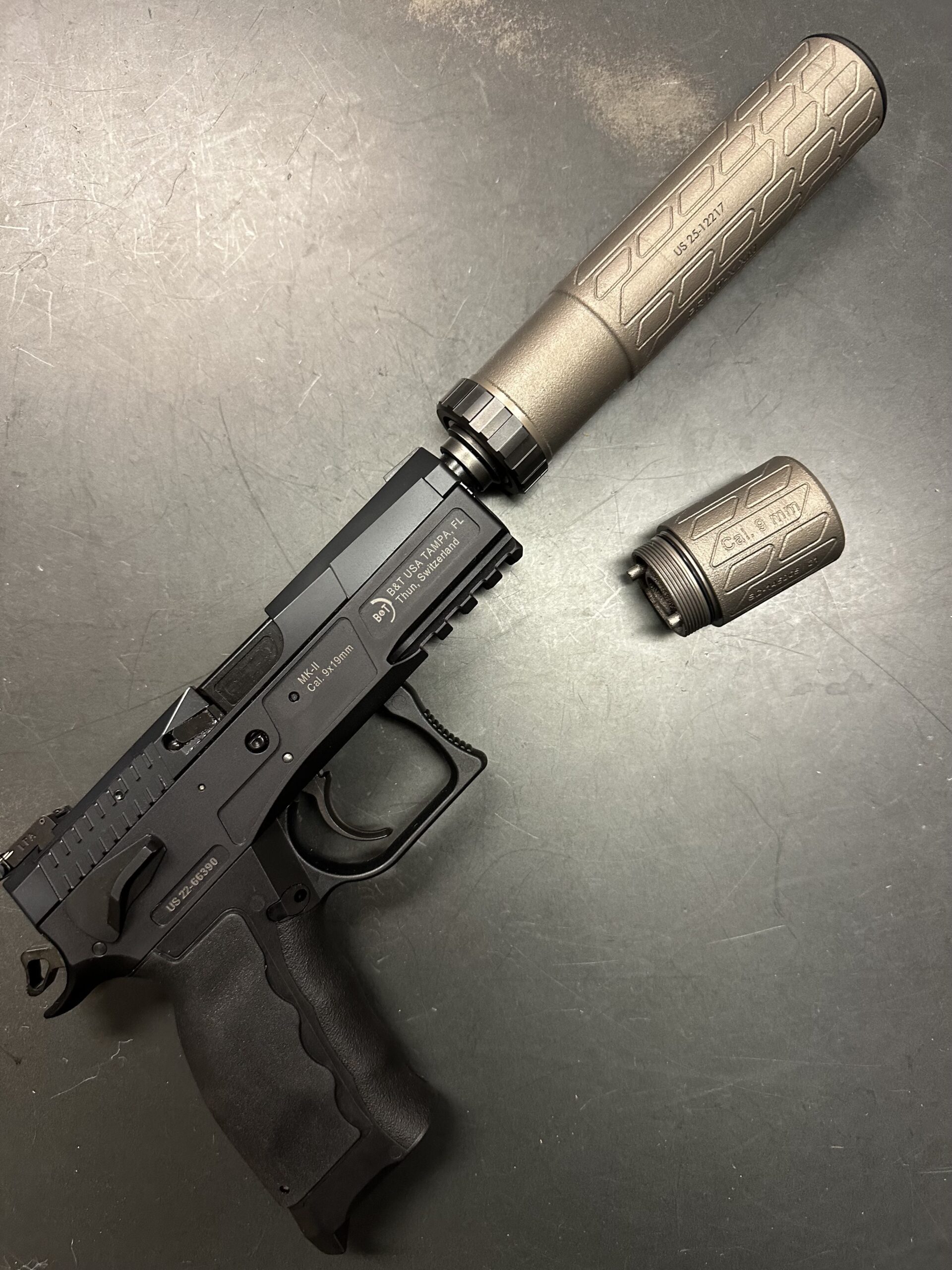 B&T SD-Impuls-OLS-M – Modular 9mm, two stage Titanium (PRINT-X) handgun Suppressor