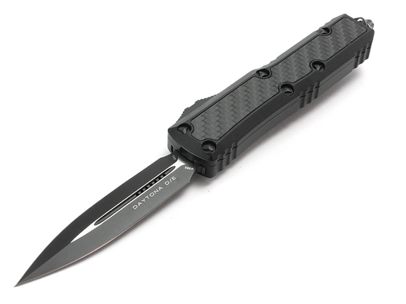 Microtech Knives Daytona 3.1' D/E Black, Carbon Fiber Inlay