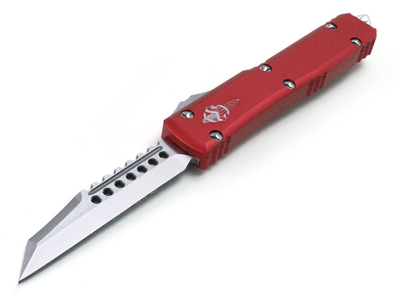 Microtech Knives Ultratech Warhound 3.46' Stonewashed, Red Aluminum