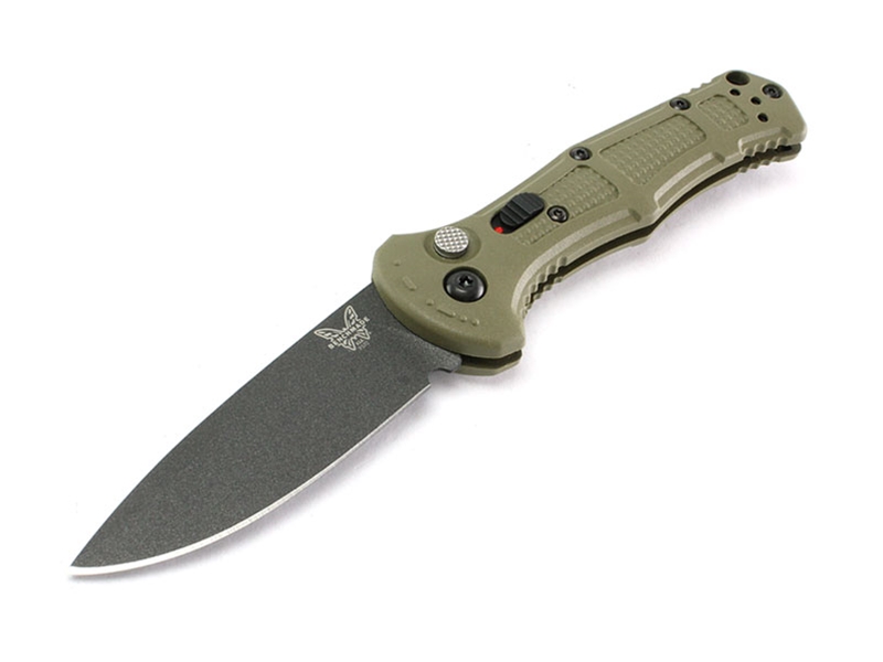 Benchmade Mini Claymore 3' Auto Folding Knife, Cobalt/Ranger Green Grivory