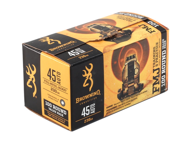 Browning Ammo Training & Practice .45ACP 230gr FMJ 100rd
