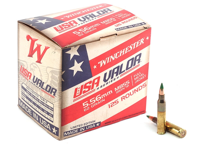 Winchester USA Valor 5.56mm 62gr NATO M855 FMJ Green Tip 125rd