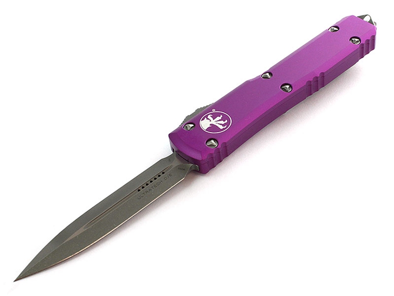 Microtech Ultratech 3.46' OTF Apocalyptic Finish Double Edge Dagger, Violet