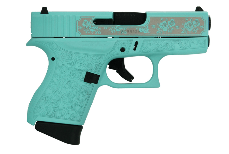 GLOCK G43 Tiffany Blue & Rose Engraved