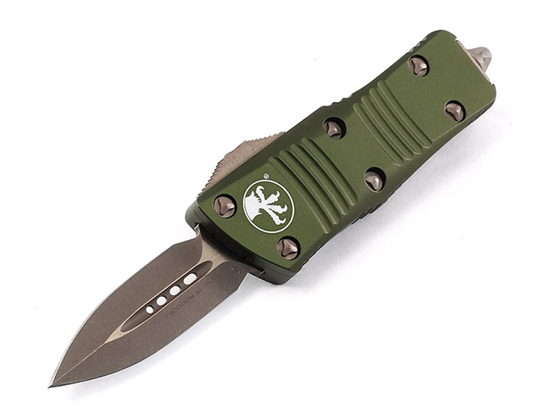 Microtech Knives Mini Troodon D/E Bronzed Apocalyptic 1.99' OD Green