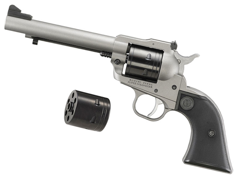 Ruger Super Wrangler .22 Mag/.22LR 5.5' Revolver, Silver Cerakote
