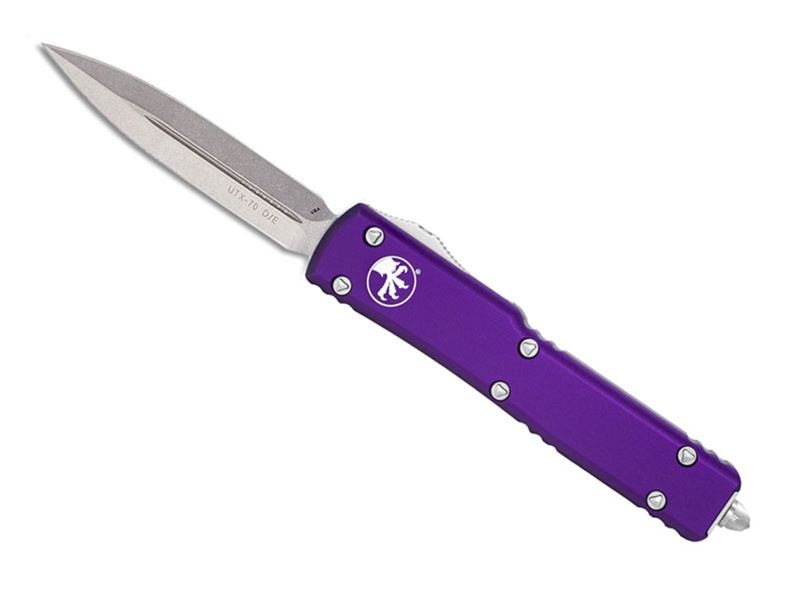 Microtech UTX-70 2.41' OTF Stonewashed Double Edge Dagger, Purple
