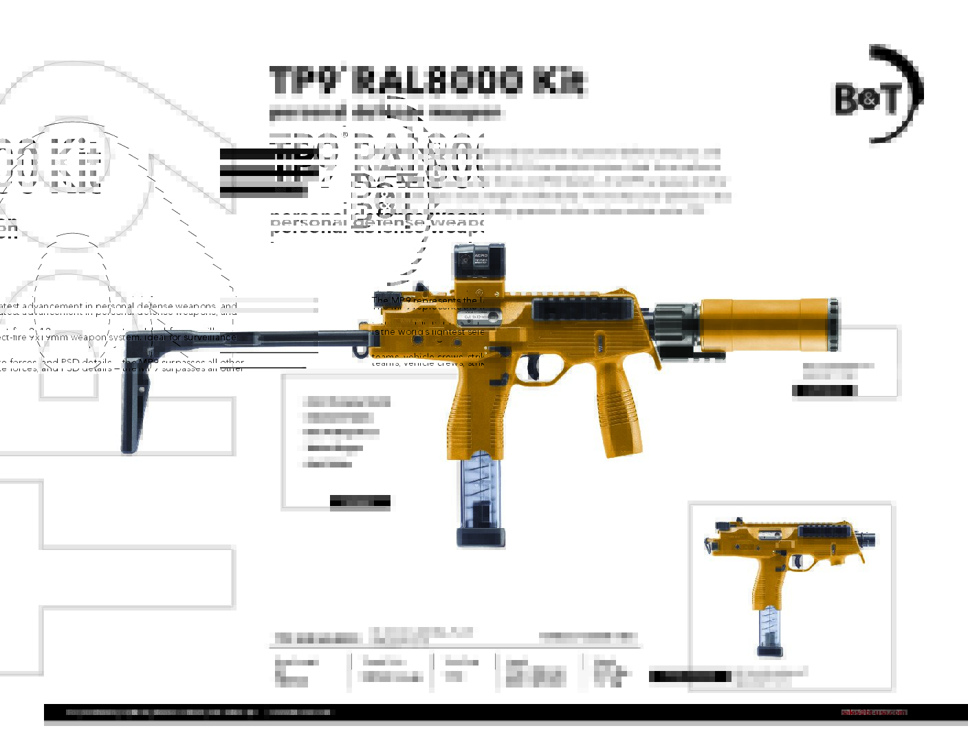 B&T TP9 SBR & TP9 Suppressor Combo in RAL8000  – BT-30105-N-SBR-RAL-FS-KIT