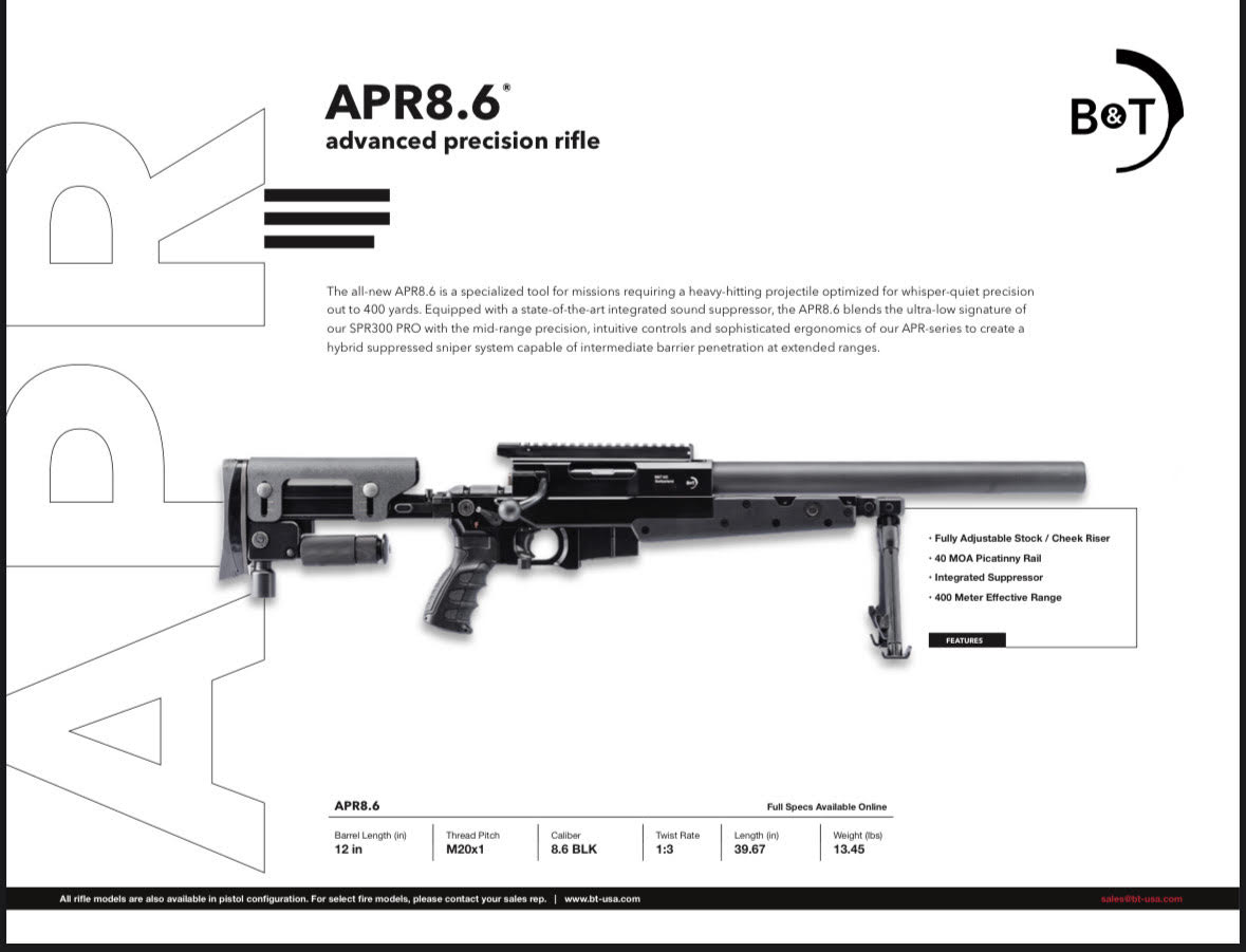 APR8.6 INTEGRALLY SUPPRESSED SNIPER RIFLE APR86
